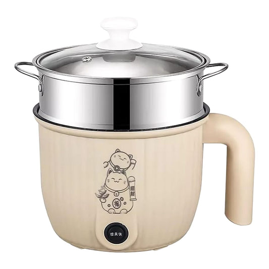 Electric Mini Cooking Pot with Lid – 1.5L Portable Hot Pot for Noodles, Soup & More