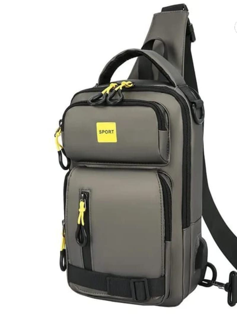 Men's Waterproof Crossbody Chest Bag with USB Charging Port – Travel Sling Bag