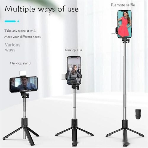 4-in-1 Wireless Selfie Stick Tripod with Bluetooth, Shutter & LED Light
