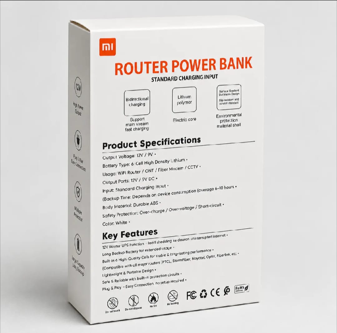 Xiaomi Mi 12V Router Power Bank – Mini UPS Battery Backup for Wi-Fi Routers