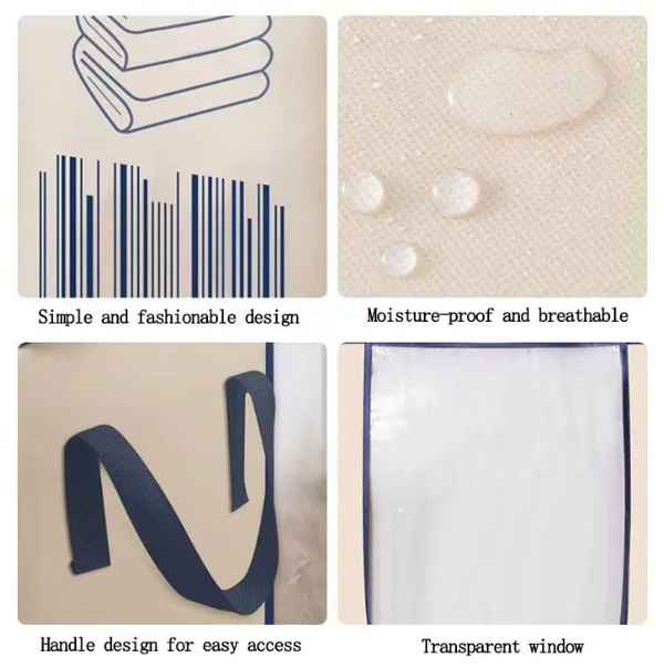Pack of 3 Non-Woven Storage Bags – Heavy Quality Barcode Print | Clothes & Blanket Organizer