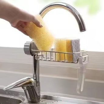 Stainless Steel Adjustable Kitchen Faucet Sponge Holder – Sink Organizer