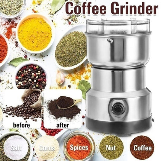 Stainless Steel Electric Grinder – One-Click Coffee, Spice & Grain Grinder