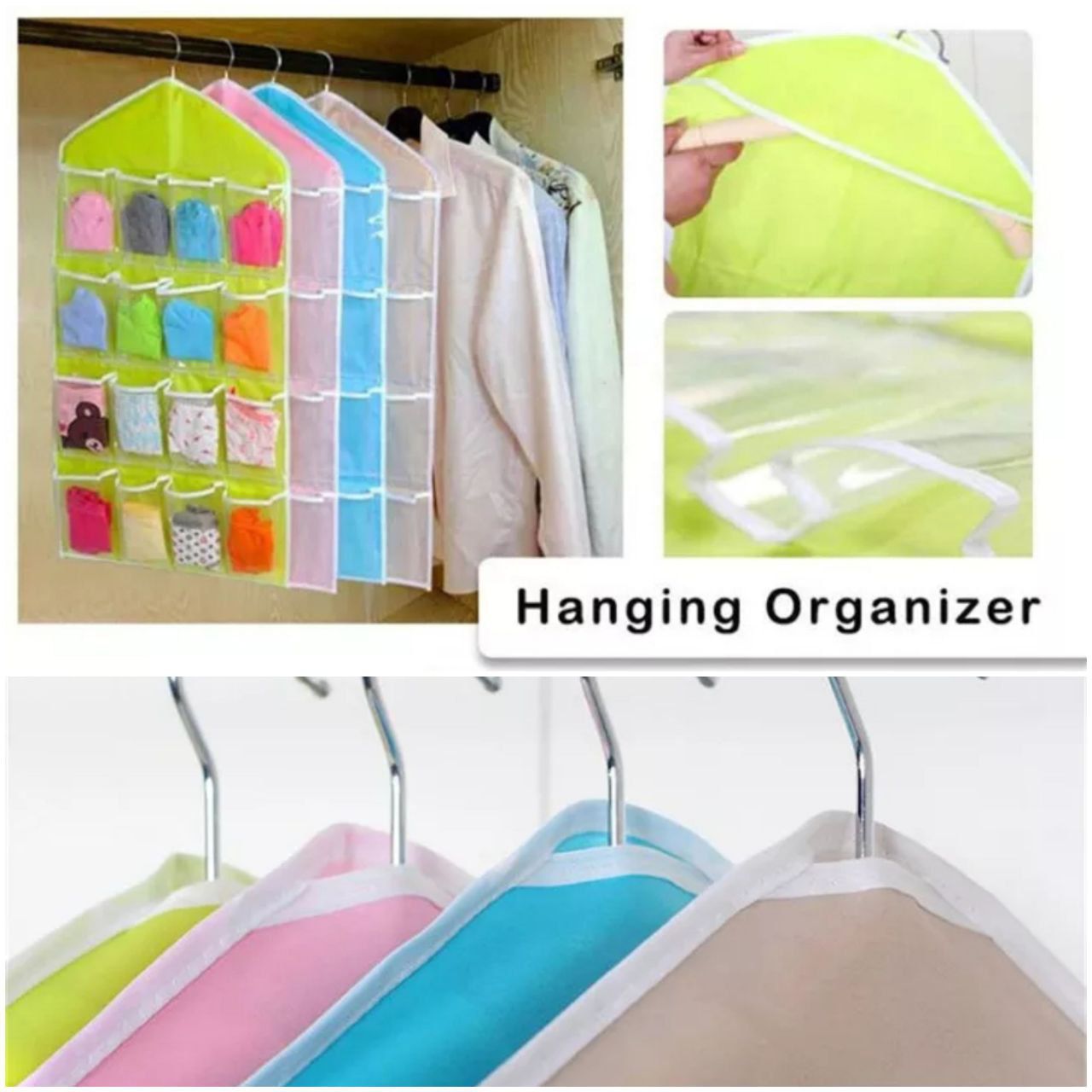 16-Pocket Hanging Storage Organizer – Over Door Wardrobe Bag