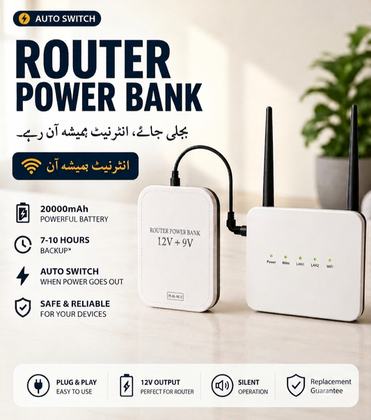 WiFi Router Power Bank 20000mAh – 9V/12V Backup for Router | Dubai UAE
