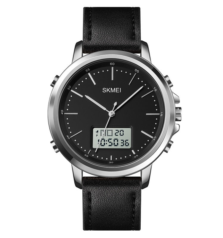 SKMEI 1652 Men's Digital Analog Watch – Leather Strap | Waterproof Multifunctional