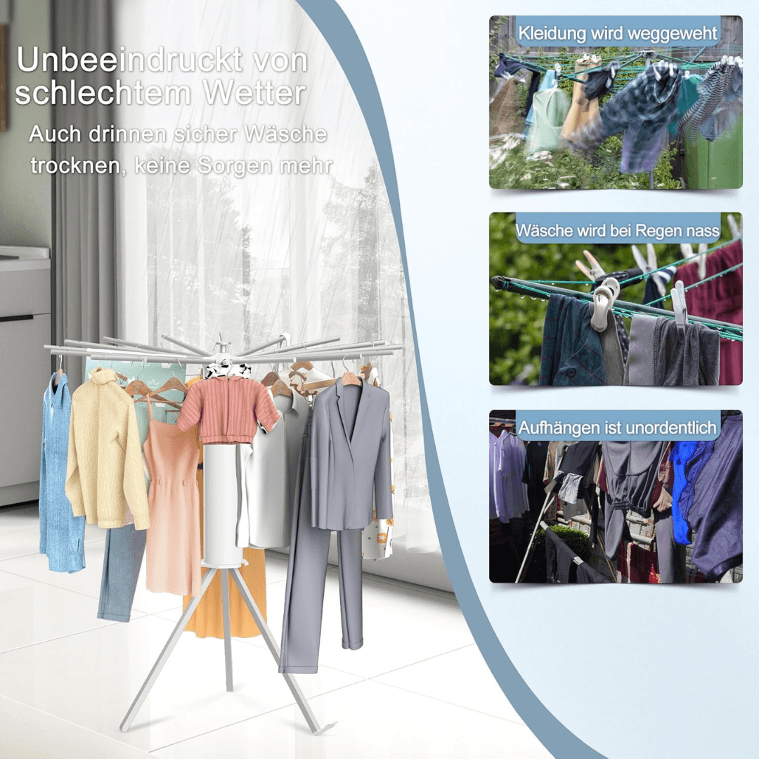 Foldable 360° Rotating Clothes Drying Stand – 2-Tier Aluminum Rack
