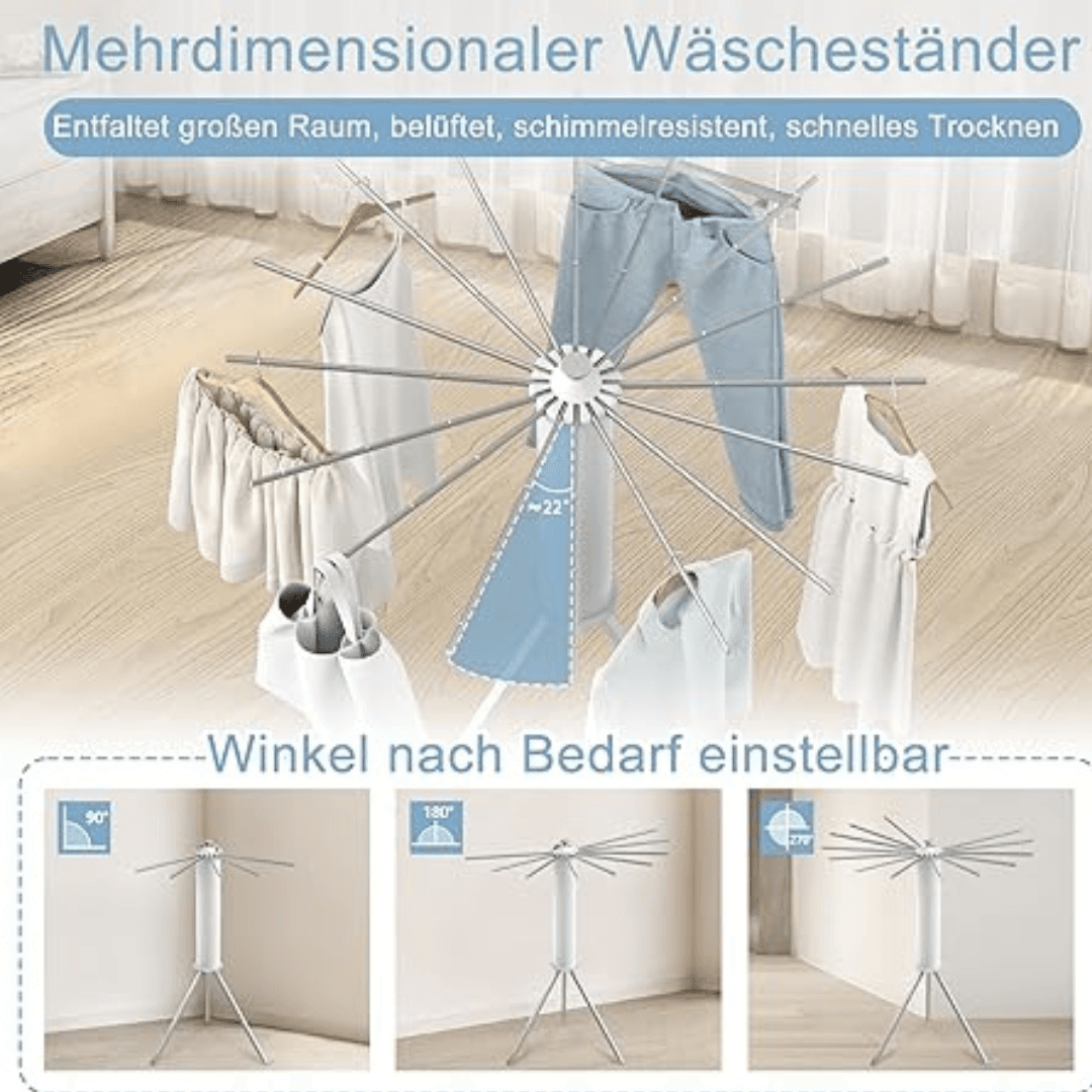 Foldable 360° Rotating Clothes Drying Stand – 2-Tier Aluminum Rack