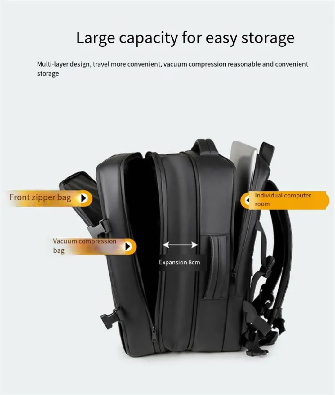 Vacuum Compression Travel Backpack 17" | Built-in Air Pump