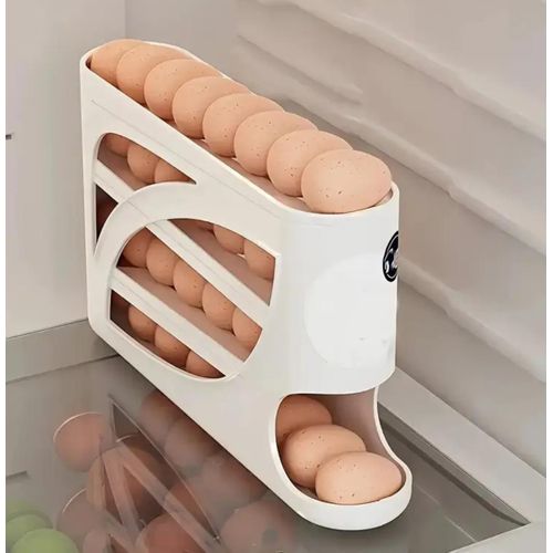 Rolling Egg Dispenser Rack – Auto-Roll 3-Tier Egg Storage Organizer