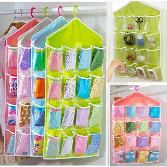 16-Pocket Hanging Storage Organizer – Over Door Wardrobe Bag