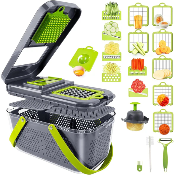 22-Pcs Kitchen Multifunctional Vegetable Cutter Set – Slicer, Dicer, Shredder & Food Chopper