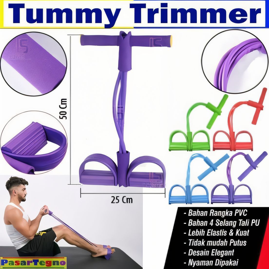 Foot Pedal Resistance Band – Elastic Sit-Up Pull Rope for Yoga & Gym