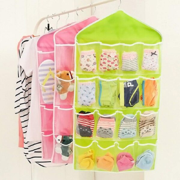 16-Pocket Hanging Storage Organizer – Over Door Wardrobe Bag