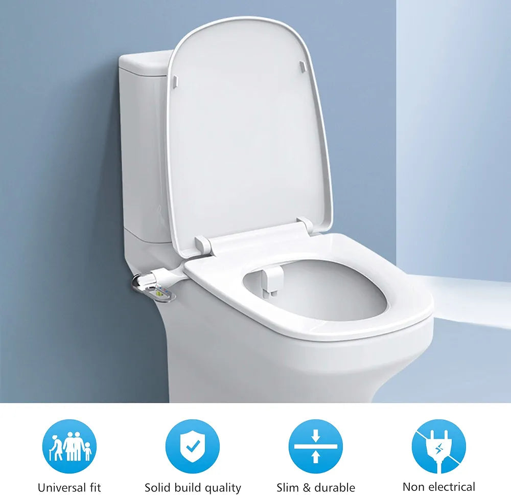 Bidet Attachment for Toilet Seat – Dual Spray | Self-Cleaning Nozzle | No Electricity | Dubai UAE