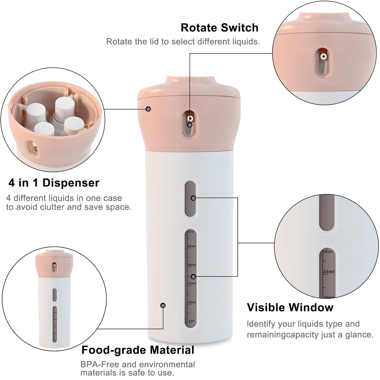 4-in-1 Portable Oil Dispenser Bottle – 3 Spray Bottles + Funnel | Kitchen & BBQ | Dubai UAE