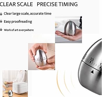 Mechanical Egg Kitchen Timer – 60 Min | No Battery | Stainless Steel