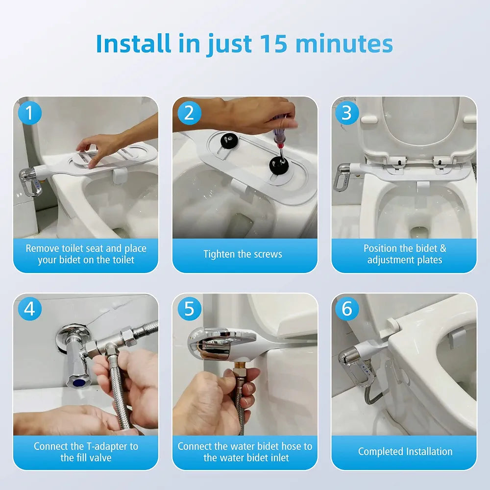 Bidet Attachment for Toilet Seat – Dual Spray | Self-Cleaning Nozzle | No Electricity | Dubai UAE