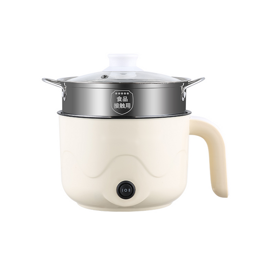Electric Mini Cooking Pot with Lid – 1.5L Portable Hot Pot for Noodles, Soup & More
