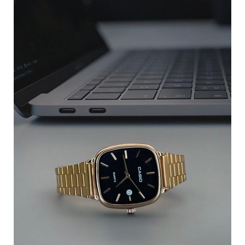 Casio Square Dial Men's Watch – Slim Steel Quartz Timepiece