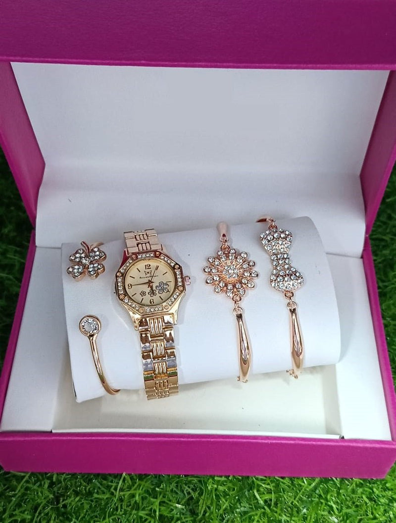 Dew & Dial Women Watch with Bracelet Set – Elegant Ladies Timepiece