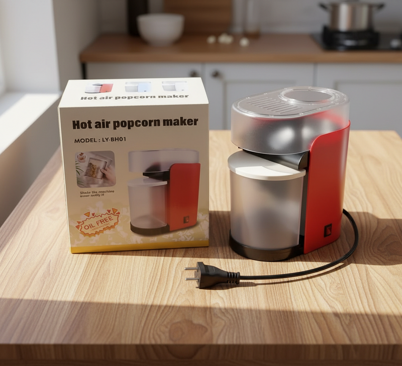 Hot Air Popcorn Maker – Oil-Free 1200W Popcorn Machine for Home & Family