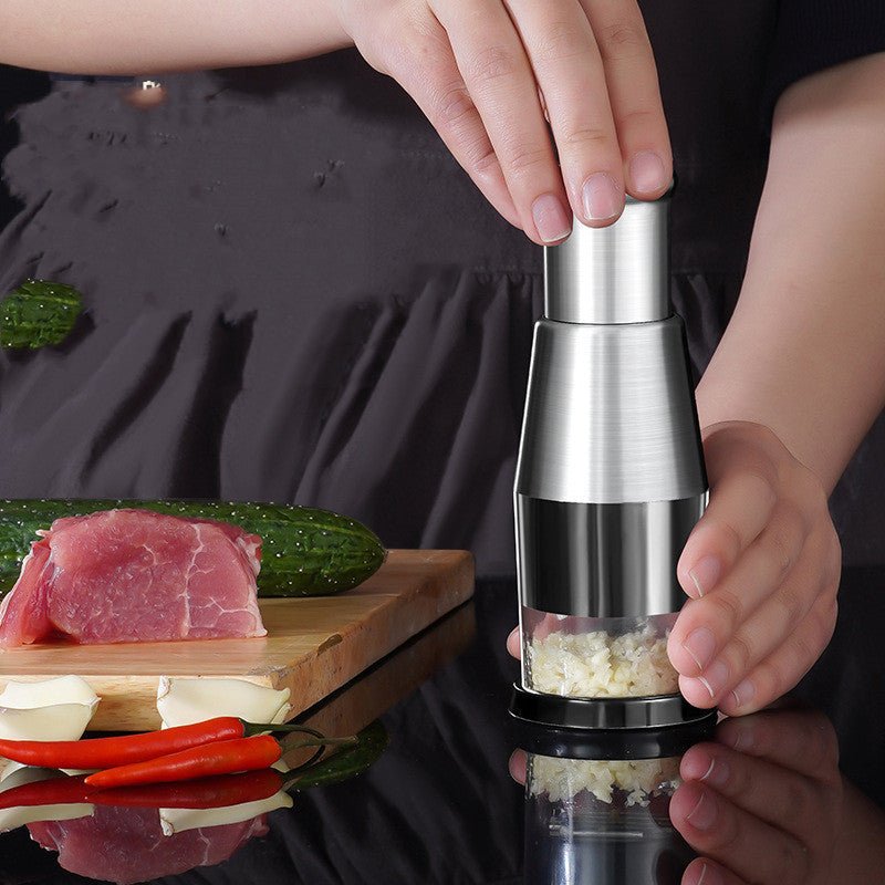Stainless Steel Garlic Crusher & Onion Chopper – Manual Press