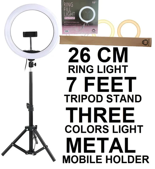 Ring Light with 7ft Tripod Stand & Mobile Holder – 26CM/36CM/45CM LED Selfie Light