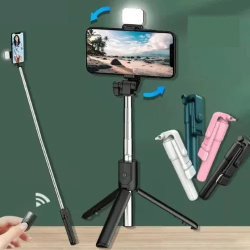 4-in-1 Wireless Selfie Stick Tripod with Bluetooth, Shutter & LED Light