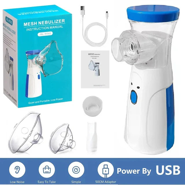 Mesh Portable Nebulizer Machine with Mask – Mini Inhaler for Kids & Adults