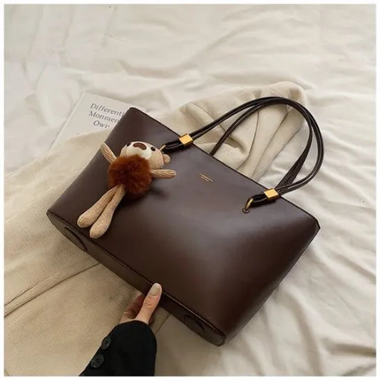 Ladies Large-Capacity Tote Shoulder Handbag – Brown