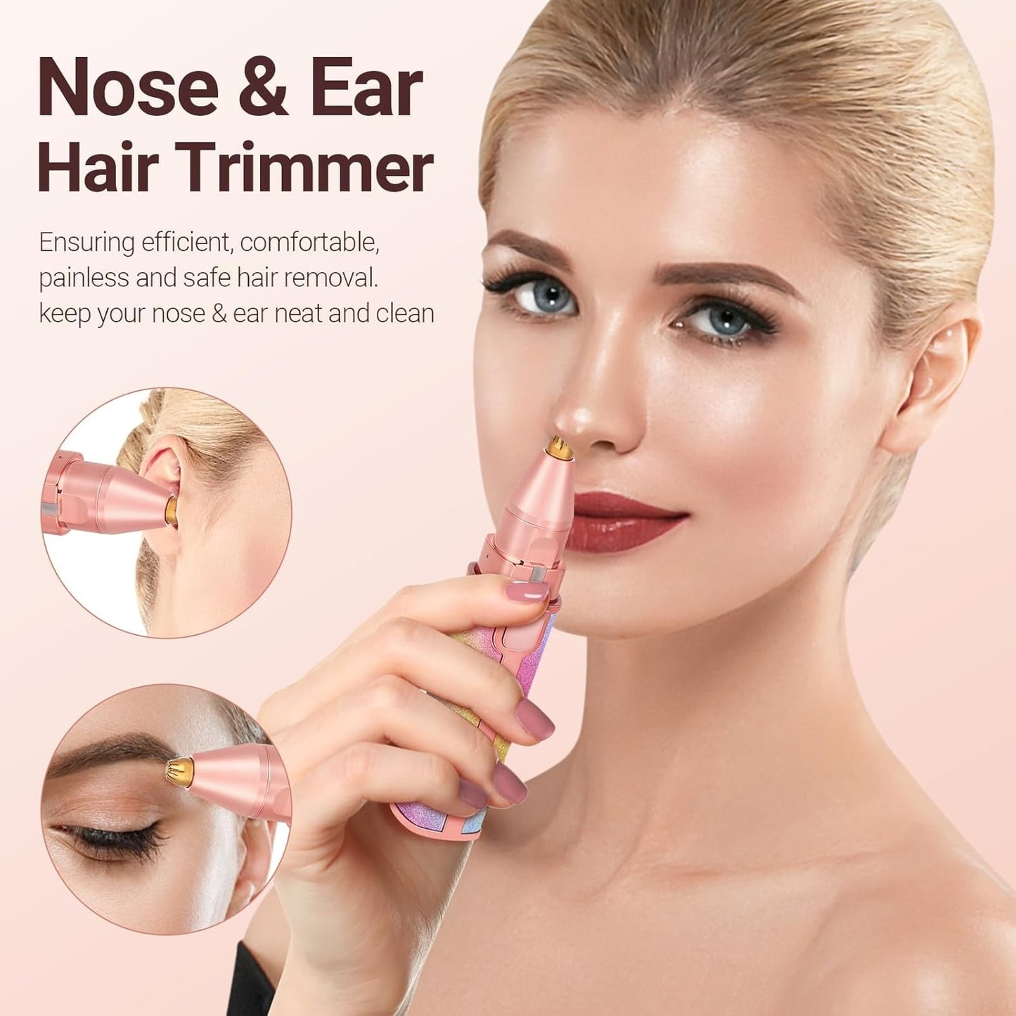 2-in-1 Rechargeable Flawless Trimmer – Painless Facial Hair Remover with LED Light