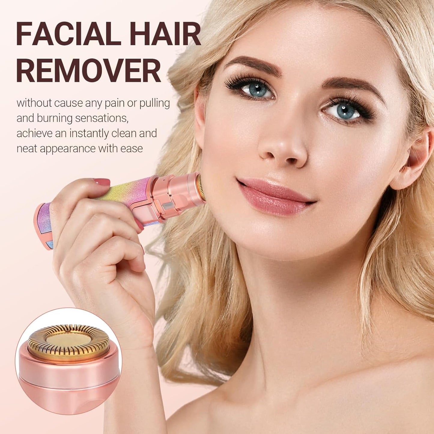 2-in-1 Rechargeable Flawless Trimmer – Painless Facial Hair Remover with LED Light