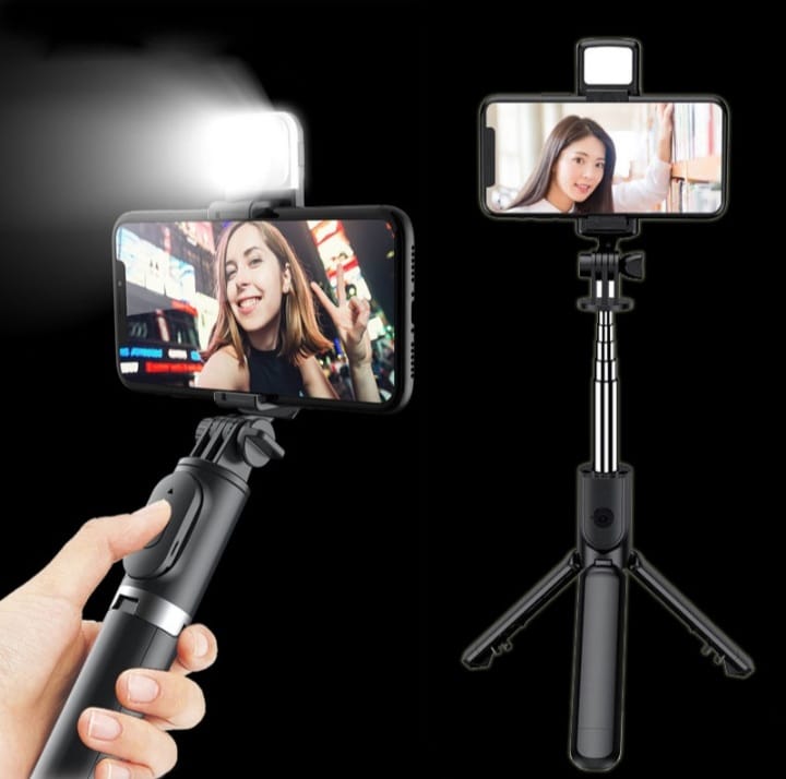 4-in-1 Wireless Selfie Stick Tripod with Bluetooth, Shutter & LED Light