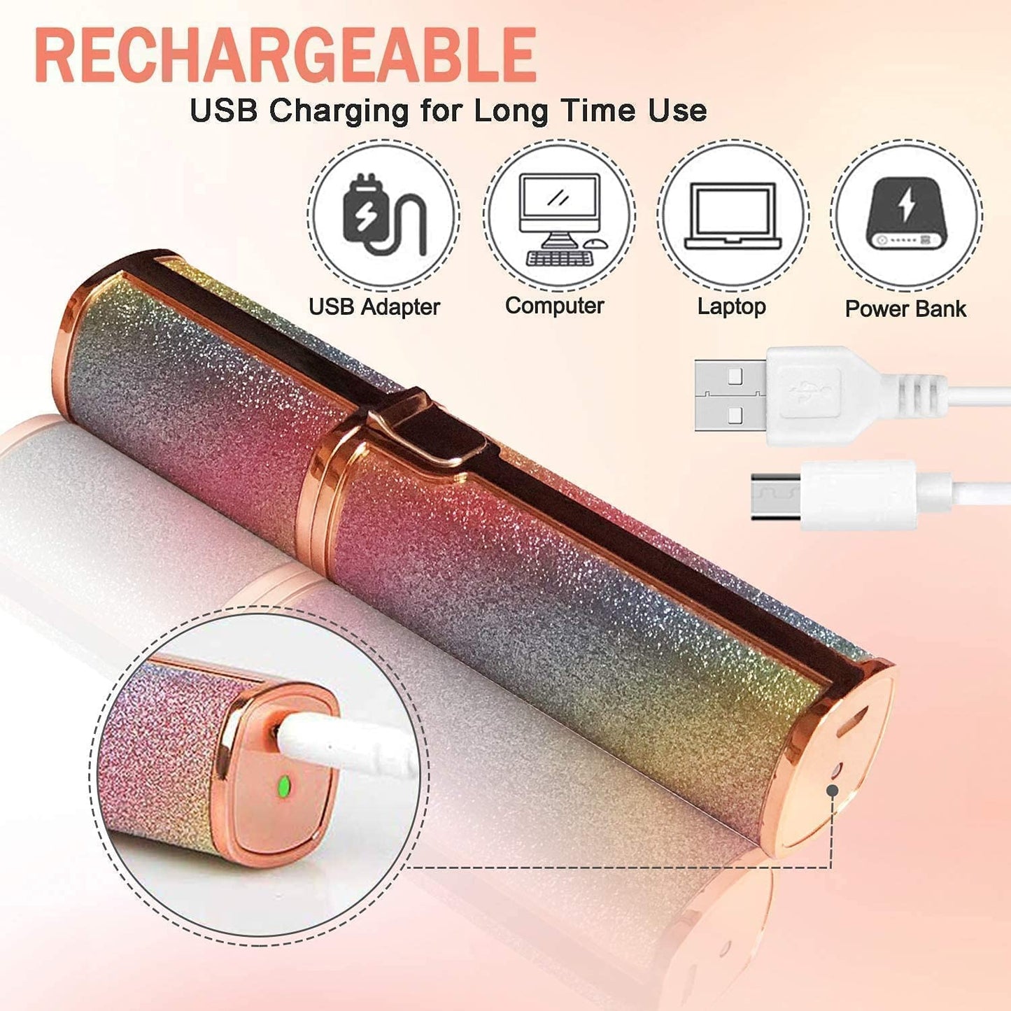 2-in-1 Rechargeable Flawless Trimmer – Painless Facial Hair Remover with LED Light