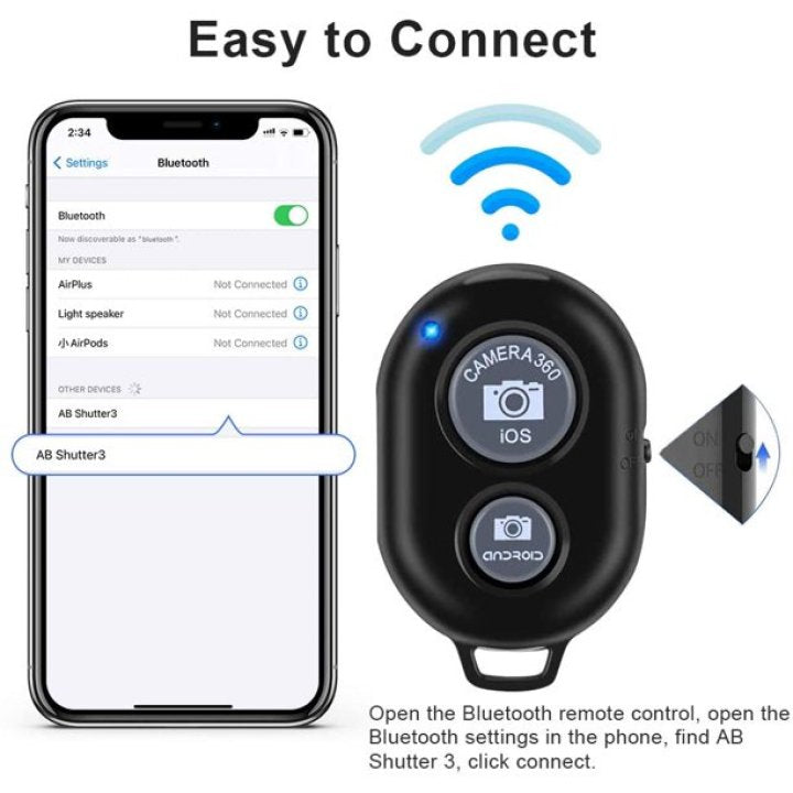 Bluetooth Shutter Remote Control – Selfie Button for iOS & Android | 10m Range