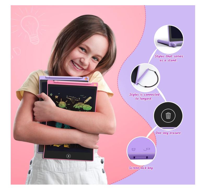 LCD Writing Tablet for Kids – 12 Inch Erasable Drawing Pad with Stylus
