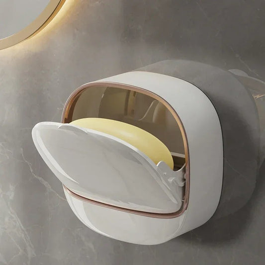 Luxury Wall-Mounted Soap Holder with Drain Tray – Keeps Soap Dry