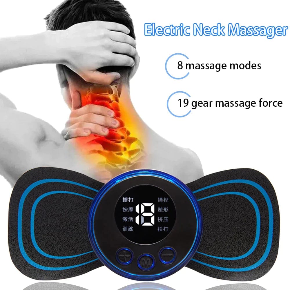 Mini Butterfly Massager – 8 Modes 19 Levels EMS TENS Therapy for Neck & Back Pain Relief