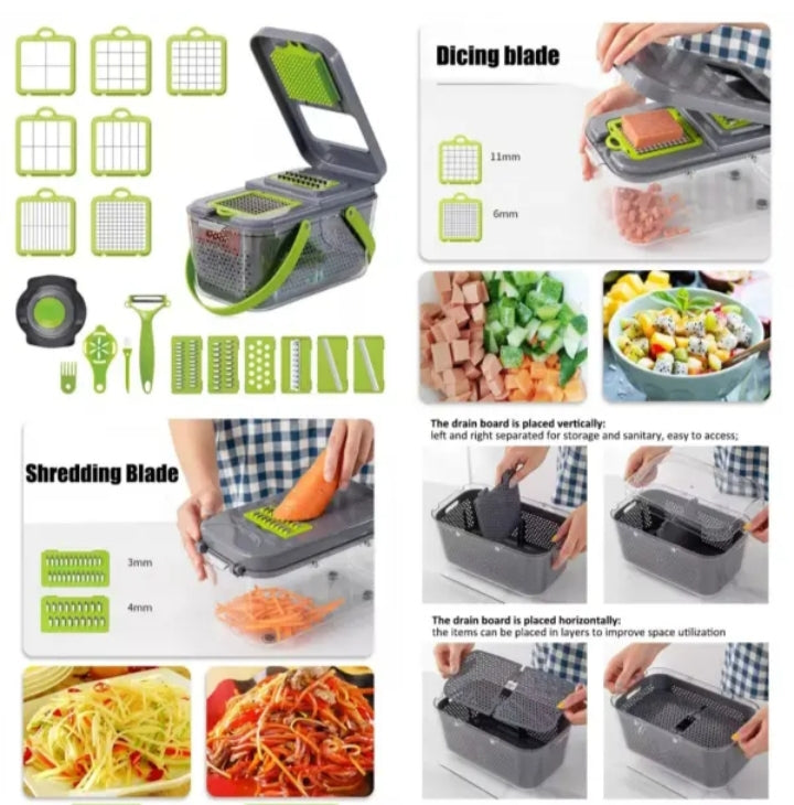 22-Pcs Kitchen Multifunctional Vegetable Cutter Set – Slicer, Dicer, Shredder & Food Chopper