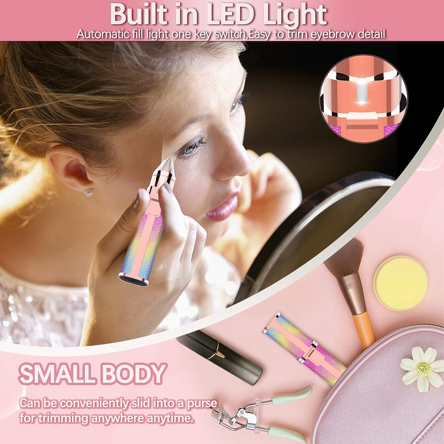 2-in-1 Rechargeable Flawless Trimmer – Painless Facial Hair Remover with LED Light