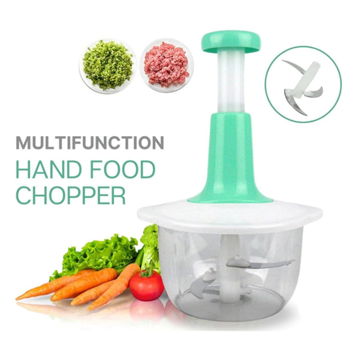 Manual Hand Press Food Chopper – 700ml Vegetable Onion Cutter with Steel Blades