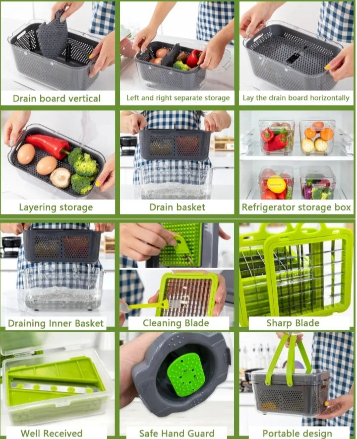 22-Pcs Kitchen Multifunctional Vegetable Cutter Set – Slicer, Dicer, Shredder & Food Chopper