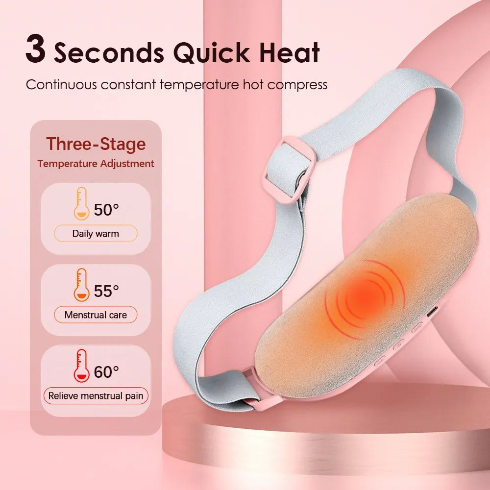 Period Cramp Relief Belt – Electric Menstrual Heating Pad | 3 Heat Levels & 4 Massage Modes
