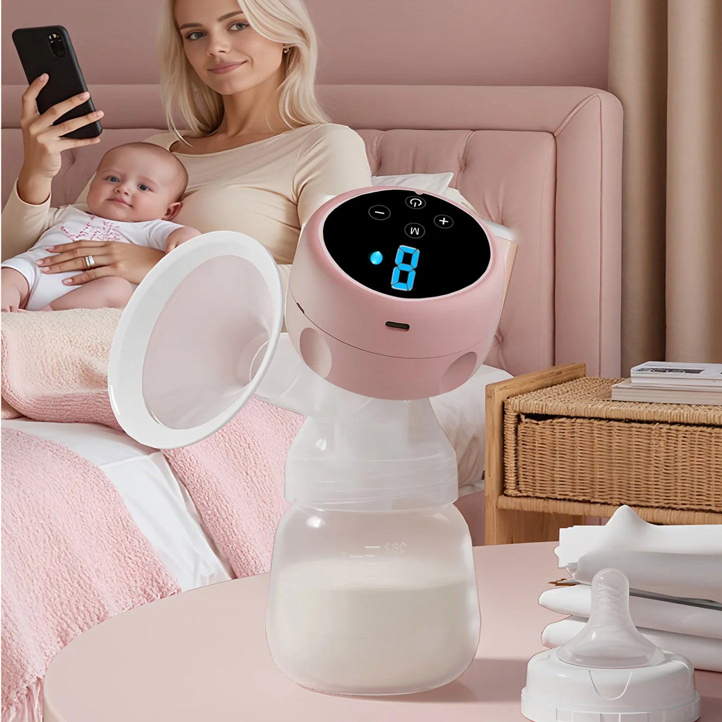 Electric Breast Pump 160ml – Rechargeable Wireless Silent Breastfeeding Pump