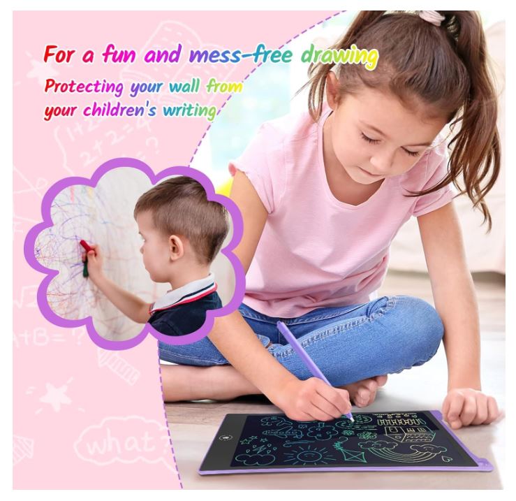 LCD Writing Tablet for Kids – 12 Inch Erasable Drawing Pad with Stylus
