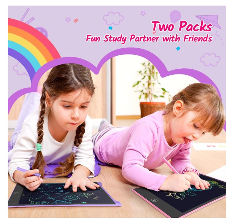 LCD Writing Tablet for Kids – 12 Inch Erasable Drawing Pad with Stylus
