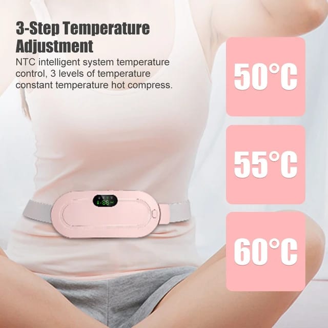 Period Cramp Relief Belt – Electric Menstrual Heating Pad | 3 Heat Levels & 4 Massage Modes