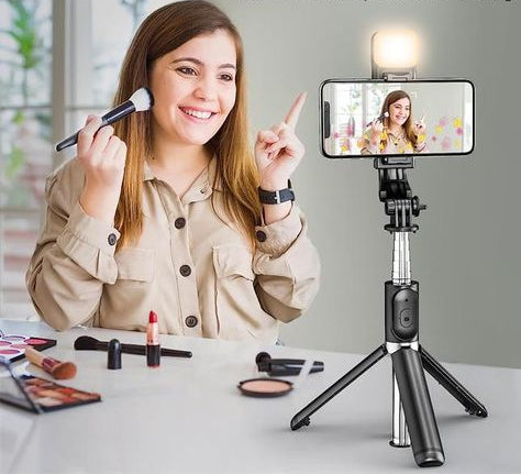 4-in-1 Wireless Selfie Stick Tripod with Bluetooth, Shutter & LED Light