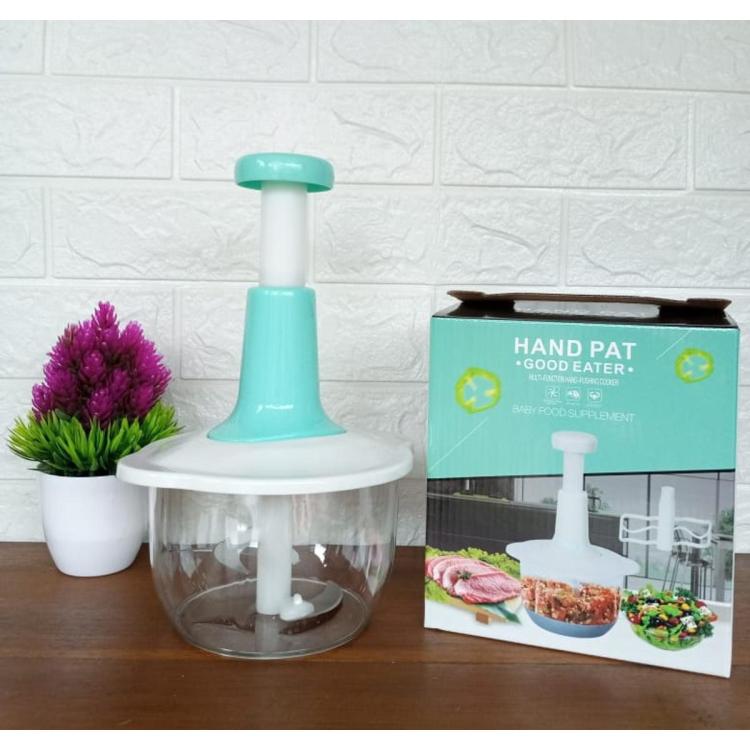 Manual Hand Press Food Chopper – 700ml Vegetable Onion Cutter with Steel Blades